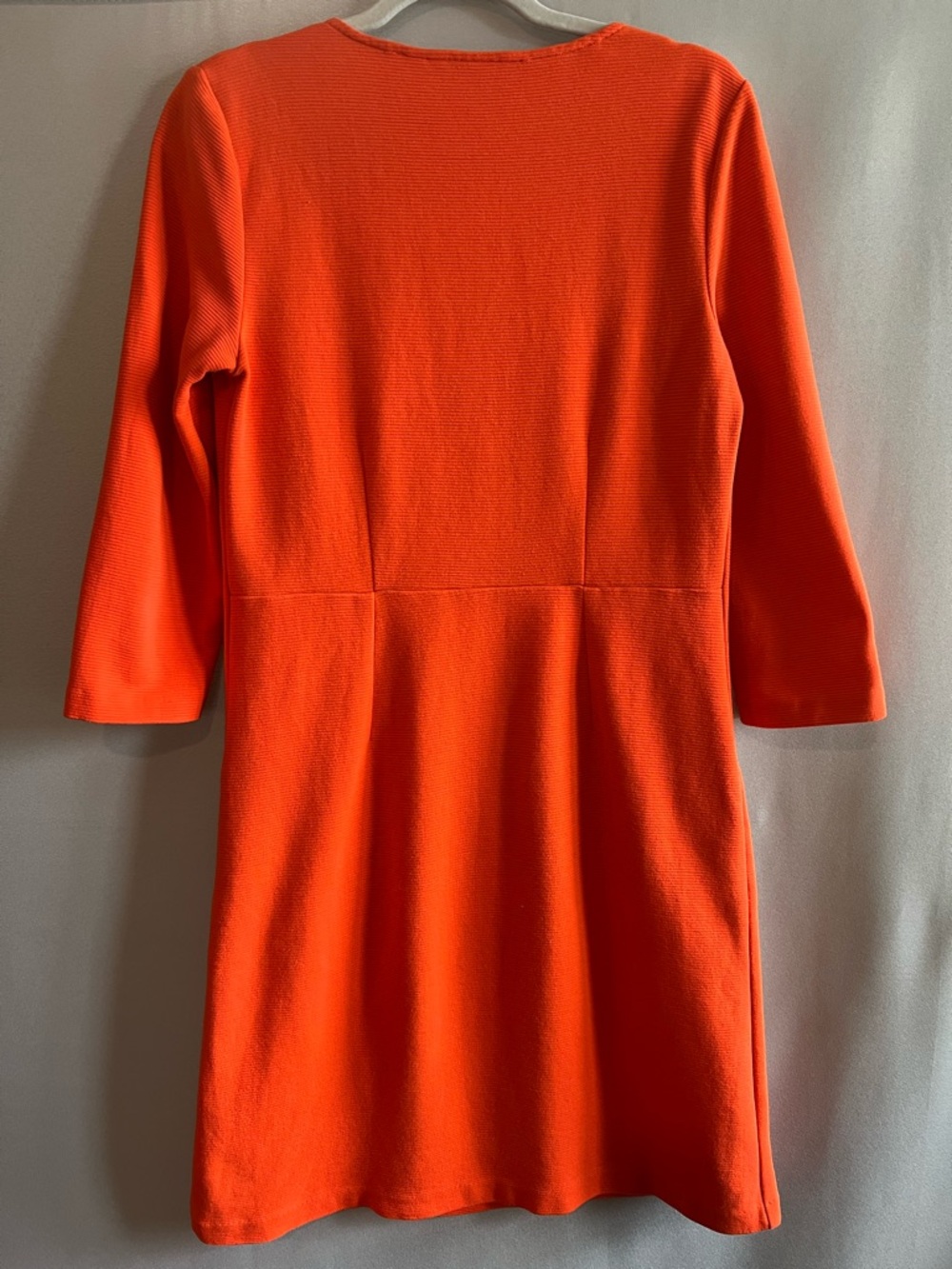 Boden Orange Jasmine Ottoman Ribbed Knit V-Neck Shift Dress Pockets US 6R - Picture 2 of 7